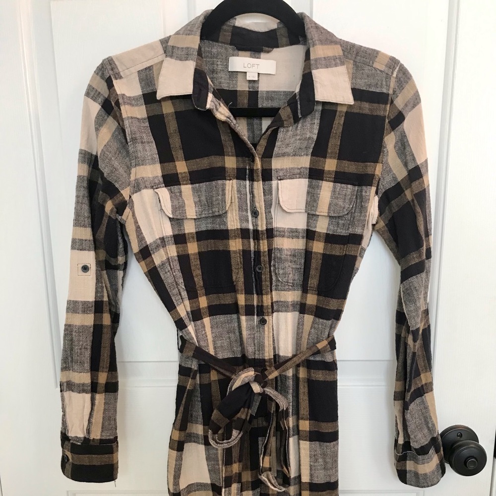 LOFT Plaid Dress; size M
